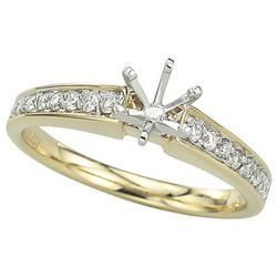 14K Yellow Gold Round Diamond Semi Mount Engagement Ring (Center Stone Sold Separately)yellow 