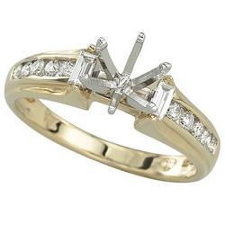 14K Yellow Gold Round & Baguette Diamond Semi Mount Engagement Ring (Center Stone Sold Separately)yellow 