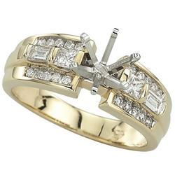 14K Yellow Gold Round, Baguette & Princess Cut Semi Mount Engagement Ring (Center Stone Sold Separately)yellow 