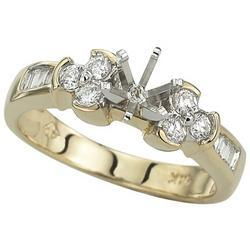 14K Yellow Gold Round & Baguette Diamond Semi Mount Engagement Ring (Center Stone Sold Separately)yellow 