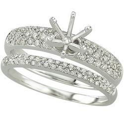 14K White Gold Round Diamond Semi Mount Engagement Ring (Center Stone Sold Separately)white 