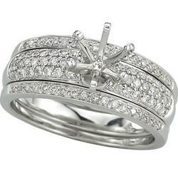 14K White Gold Round Diamond Semi Mount Engagement Ring (Center Stone Sold Separately)white 