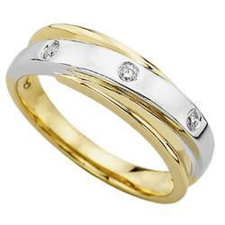 14K Two Tone Gold Round Diamond Color Men's Wedding Ringtwo 