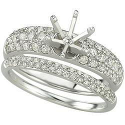 14K White Gold Round Diamond Semi Mount Engagement Ring (Center Stone Sold Separately)white 