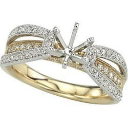 14K Two Tone Gold Round Diamond Semi Mount Engagement Ring (Center Stone Sold Separately)two 