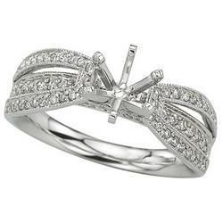 14K White Gold Round Diamond Semi Mount Engagement Ring (Center Stone Sold Separately)white 