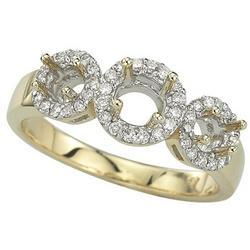 14K Yellow Gold Three Stone Round Diamond Semi Mount Engagement Ring (Center Stone Sold Separately)yellow 