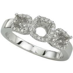 14K White Gold Three Stone Round Diamond Semi Mount Engagement Ring (Center Stone Sold Separately)white 