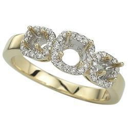 14K Yellow Gold Three Stone Round Diamond Semi Mount Engagement Ring (Center Stone Sold Separately)yellow 