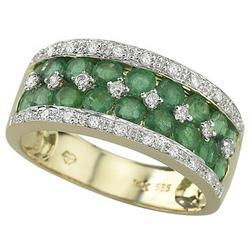 14K Yellow Gold Emerald & Diamond Band Ringyellow 