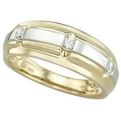 14K Two Tone Gold Men's Diamond Wedding Band Ringtwo 