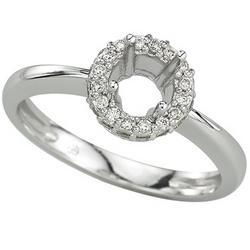 14K White Gold Round Diamond Semi Mount Engagement Ring (Center Stone Sold Separately)white 