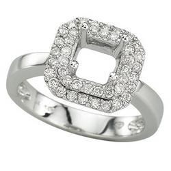 14K White Gold Round Diamond Semi Mount Engagement Ring (Center Stone Sold Separately)white 