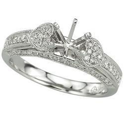 14K White Gold Channel Set Round Diamond Semi Mount Engagement Ring (Center Stone Sold Separately)white 