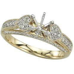 14K Yellow Gold Round Diamond Semi Mount Engagement Ring (Center Stone Sold Separately)yellow 