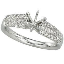 14K White Gold Channel Set Diamond Semi Semi Mount Engagement Ring (Center Stone Sold Separately)white 