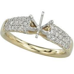 14K Yellow Gold Round Diamond Semi Mount Engagement Ring (Center Stone Sold Separately)yellow 