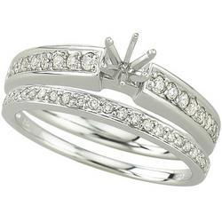 14K White Gold Round Diamond Semi Mount Engagement Ring (Center Stone Sold Separately)white 