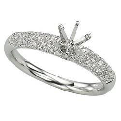 14K White Gold Round Diamond Semi Mount Engagement Ring (Center Stone Sold Separately)white 