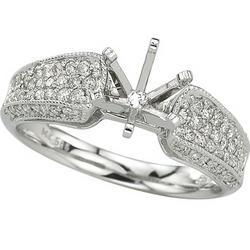 14K White Gold Round Diamond Semi Mount Engagement Ring (Center Stone Sold Separately)white 