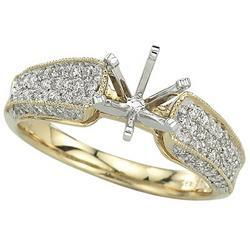 14K Yellow Gold Round Diamond Semi Mount Engagement Ring (Center Stone Sold Separately)yellow 