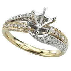 14K Two Tone Gold Diamond Semi Mount Engagement Ring (Center Stone Sold Separately)two 