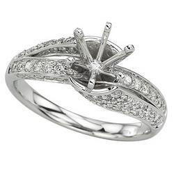 14K White Gold Round Diamond Semi Mount Engagement Ring (Center Stone Sold Separately)white 