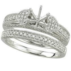 14K White Gold Round Diamond Semi Mount Engagement Ring (Center Stone Sold Separately)white 