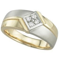 14K Two Tone Gold Round Diamond Men's Ringtwo 