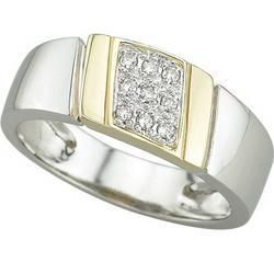 14K Two Tone Gold Men's Diamond Ringtwo 