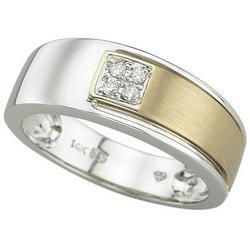 14K Two Tone Gold Men's Diamond Ringtwo 