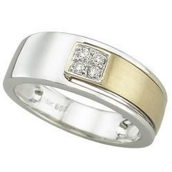 14K Two Tone Gold Men's Diamond Band Ringtwo 