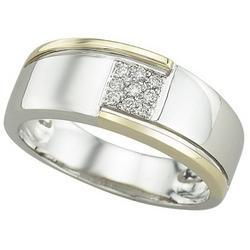 14K Two Tone Gold Round Diamond Wedding Band Ringtwo 