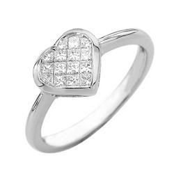 14K White Gold Princess & Fancy Shape Set Diamond Ringwhite 