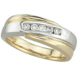 14K Two Tone Gold Men's Round Diamond Ringtwo 