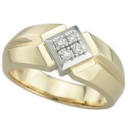 14K Two Tone Gold Round Diamond Men's Wedding Ringtwo 