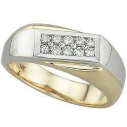 14K Two Tone Gold Round Diamond Men's Wedding Ringtwo 