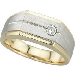 14K Two Tone Gold Round Diamond Men's Wedding Ringtwo 