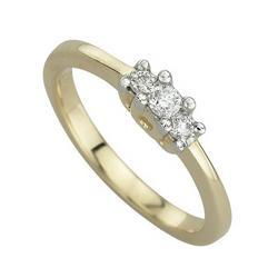 14K Yellow Gold Three Stone Round Diamond Engagement Ringyellow 