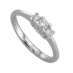 14K White Gold Three Stone Round Diamond Engagement Ringwhite 