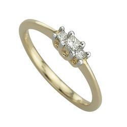 14K Yellow Gold Three Stone Princess Cut Diamond Engagement Ringyellow 