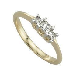 14K Yellow Gold Three Stone Princess Cut Diamond Engagement Ringyellow 