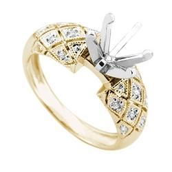 14K Yellow Gold Round Diamond Semi Mount Engagement Ring (Center Stone Sold Separately)yellow 