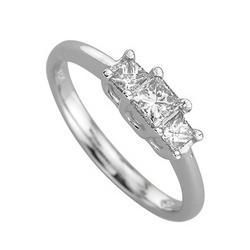 14K White Gold 3Stones Princess Diamond Ringwhite 