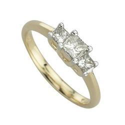 14K Yellow Gold 3 Stone Princess Diamond Ringyellow 