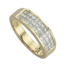 14K Yellow Gold Channel Set Princess Cut Diamond Band Ringyellow 