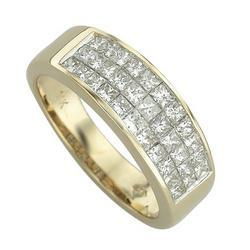 14K Yellow Gold Princess Diamond With Yellow Color Band Ringyellow 