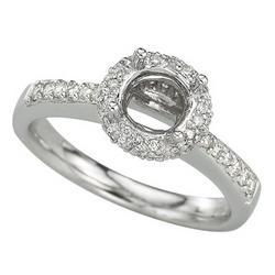 14K White Gold Round Diamond Semi Mount Engagement Ring (Center Stone Sold Separately)white 