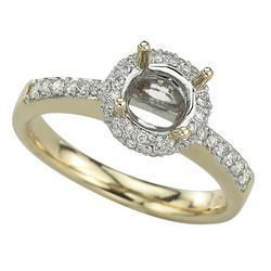 14K Yellow Gold Round Diamond Semi Mount Engagement Ring (Center Stone Sold Separately)yellow 