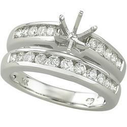 14K White Gold Channel Set Round Diamond Semi Mount Engagement Ring (Center Stone Sold Separately)white 